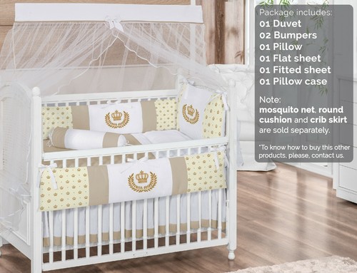 Crown Theme Yellow Baby Girl Boy Unisex 7pc Nursery Crib