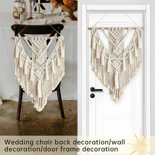 Boho Macrame Wall Hanging Tassel Tapestry for Living Room Decor Handmade Woven - Picture 7 of 8