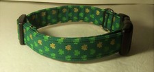 Wet Nose Designs Wee Shamrocks Dog Collar St Patricks Day Shamrock Gold Metallic