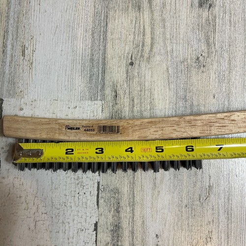 WEILER 44053 Curved Handle Scratch Brush 14" 3X19 Rows Steel Wire Wood Handle - Picture 10 of 12