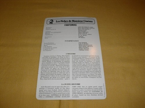 LES FICHES DE MONSIEUR CINÉMA "Fantomas" Louis de Funès Jean Marais - Picture 2 of 2