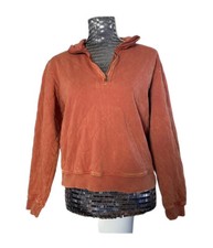 universal thread quilter quarter zip sweater orange acid wash s small