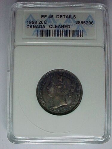 1858 Canadian Twenty Cent Piece ANACS Certified Extremely Fine 45 XF Details - Picture 2 of 2