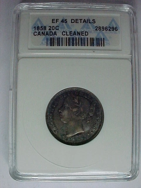 1858 Canadian Twenty Cent Piece ANACS Certified Extremely Fine 45 XF Details - Image 2 of 2