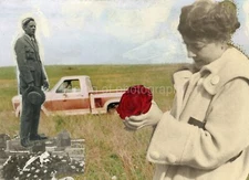 FOUND 5X7 ART PRINT OF A MIXED MEDIA COLLAGE Including PHOTO ELEMENTS 311 LA 90