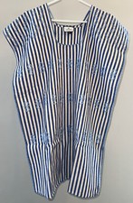 Tuckernuck Blue Stripe Mini Dress Sullivan Embroidered Canvas Caftan Size XS