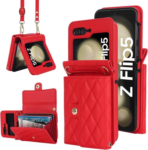 For Samsung Galaxy Z Flip 6 5 4 Crossbody Wallet Case Blocking Card Slots Cover - Picture 13 of 22