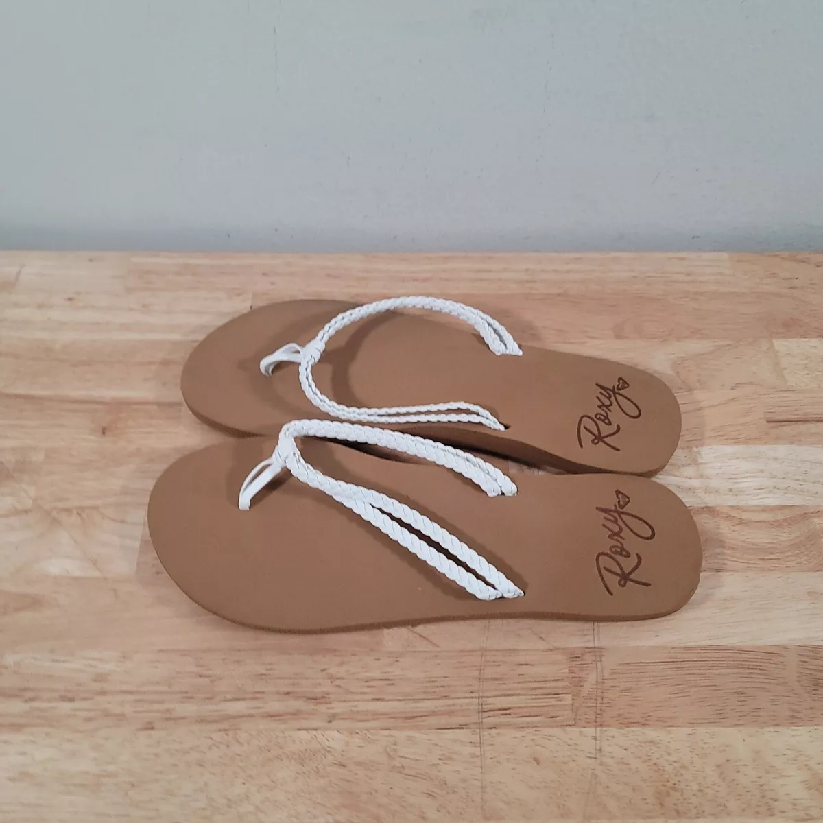 Roxy Women Braided Flip Flop Thong Sandals Costas Size US 9 White