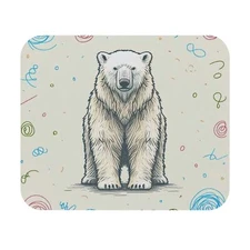 Mouse Pad (Rectangle) Polar Bear Flatlay View Scribbled Style Design 5