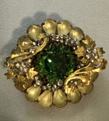 Vtg Early Miriam Haskell Pin Brooch Baroque Pearl Rhinestone Jewelry Unsigned