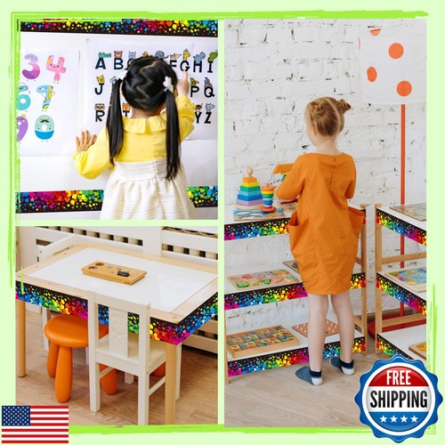 60 Feet Bulletin Board Borders, Confetti Straight Rolled Border Trim Back-to- - Picture 5 of 5