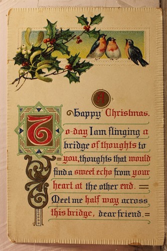 Christmas A Happy Xmas Half Way Across This Bridge Postcard Old Vintage Card PC