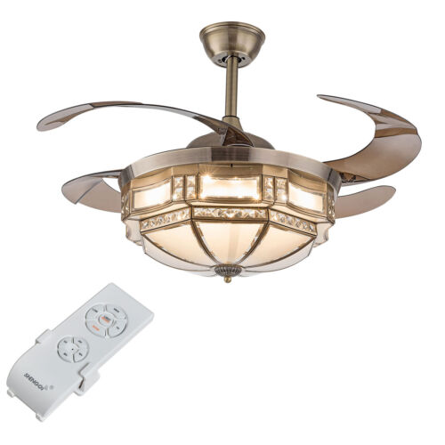 42” Tiffany Style Ceiling Fan with Light LED Chandelier Remote Control Fandelier - Picture 6 of 22