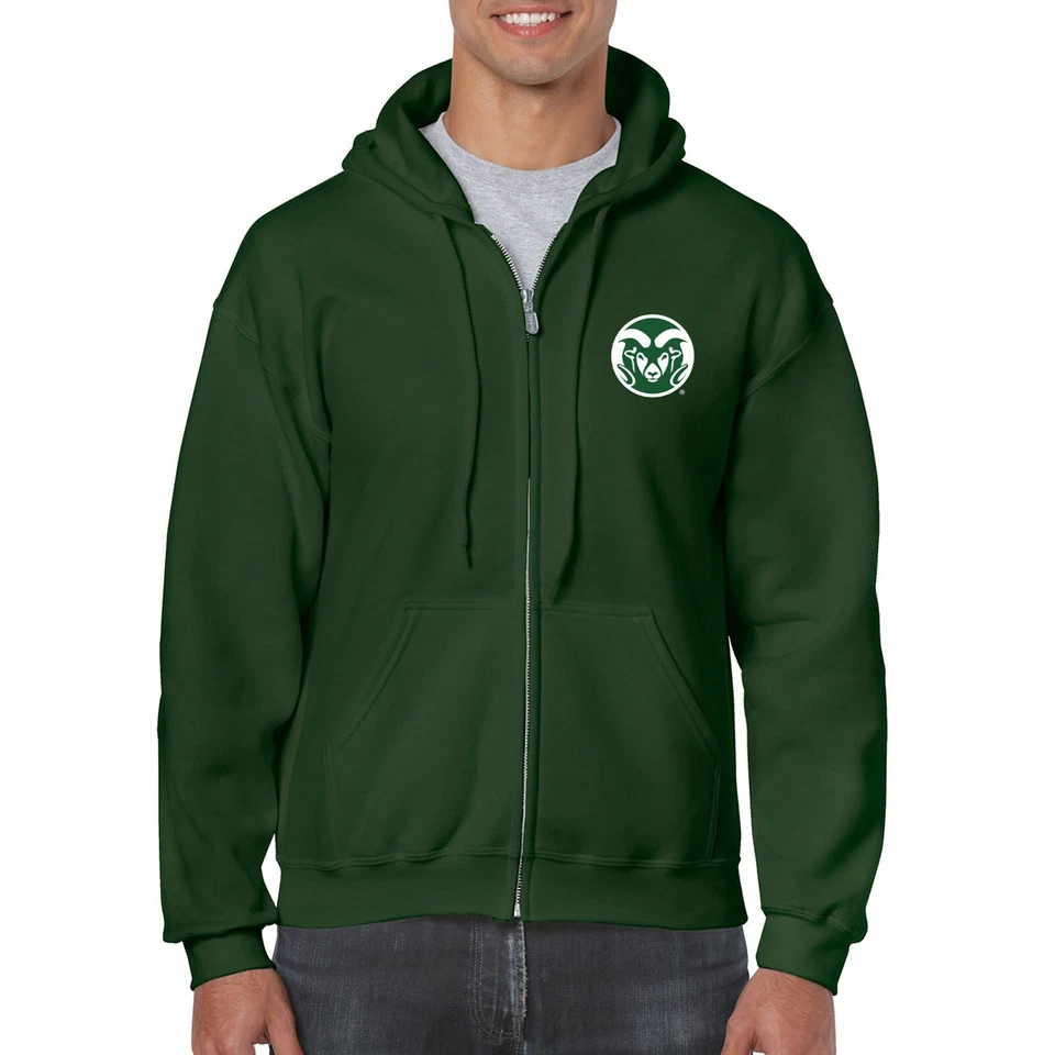 Sudadera Colorado State Rams Logo Primario Pecho Izquierdo Cremallera Completa - Bosque Foto 4 de 4