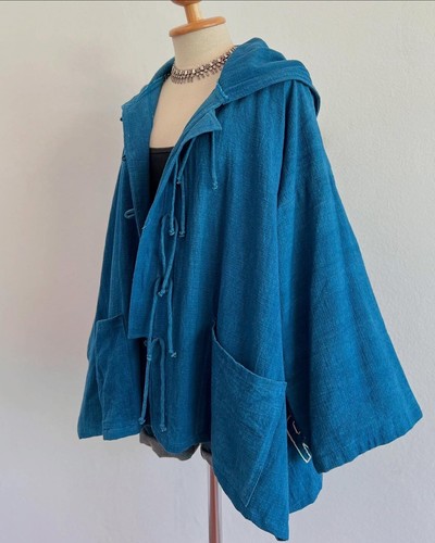 Hoodie Jacket Woman Thai Cotton Handwoven Back Embroidered by hand Long Sleeve - Picture 15 of 21