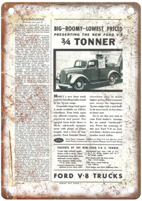 Vintage 1939 Ford Pickup 34 Tonner Ad Retro Look Metal Sign A6615