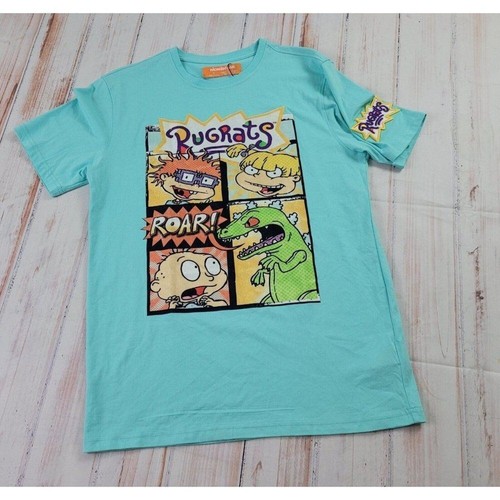 Nickelodeon Y2K 90s Rugrats Teal Graphic T-shirt Size L Embroider