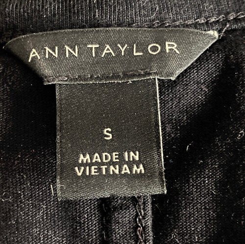 Ann Taylor Women S BlackT-Shirt Top100% pima cotton , side slit - Picture 5 of 7