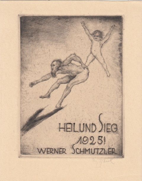New Year Etching Max Tavern 1891-1969 Child Male Nude Act New Year Etching Max Tavern 1891-1969 Child Male Nude Act
