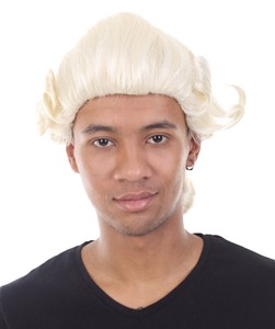 Adult Men Gold Wig for Cosplay Colonial Captain Patriot George Washington HM-495