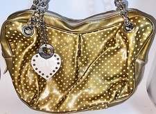 Roberta Gandolfi Gold Polka Dots Leather Chain Shoulder Bag Purse Made In Italy