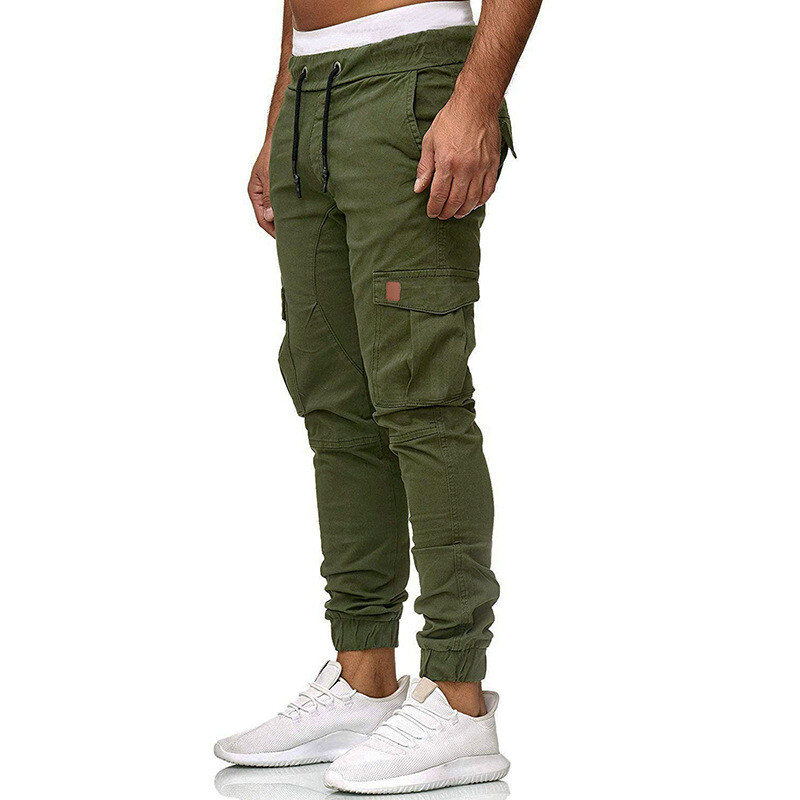 Mens Cargo Pants Work Casual Cotton Jogger Sports