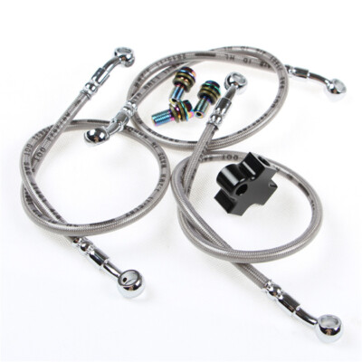 Universal Motorcycle Hydraulic Brake Hose Pipe Tee Connector 3-Way Adapter Kit