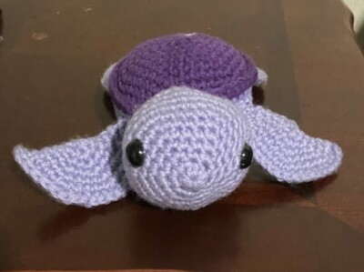 Purple Turtle Crochet Stuffed Animal Handmade Amigurumi NEW ~8 in. long