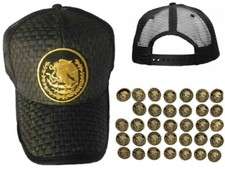Mexico Eagle Aguila Style Black Straw Cap Mesh Snapback