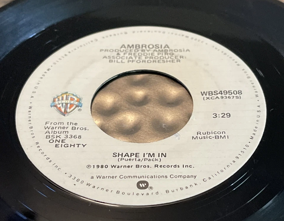 AMBROSIA - You're The Only Woman / Shape I'm In - 45 Warner - 1980 WBS49508 Foto 2 de 3