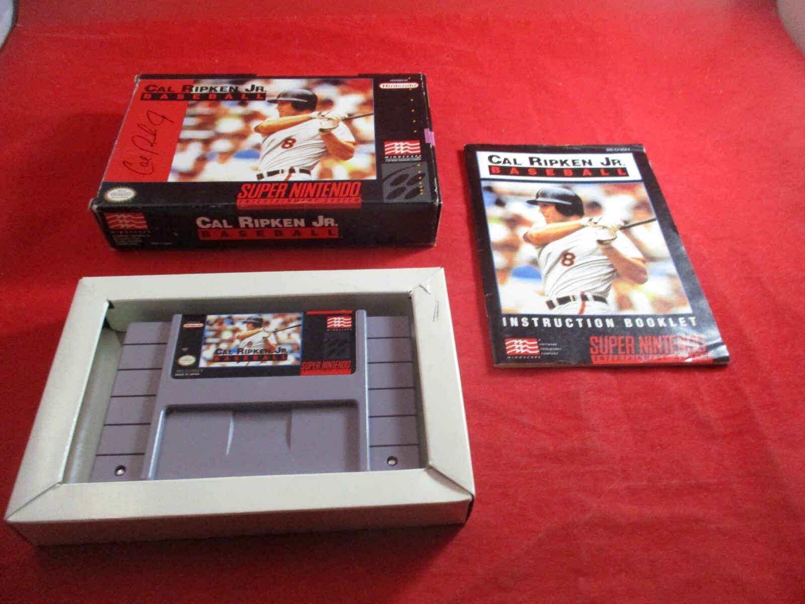 Cal Ripken Jr. Baseball Super Nintendo SNES COMPLETE w/ Box manual game WORKS!