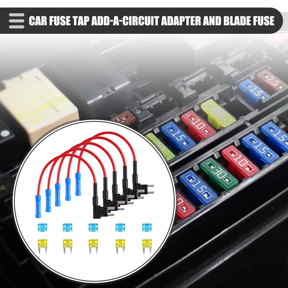 30PCS Fuse Tap Adapter Kit 12V 15 Amp 20Amp Car Add-a-circuit Mini ATM APM Blade - Image 2 of 4