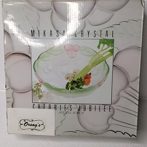 VINTAGE Mikasa Crystal Hostess Serving Bowl CHERRIES JUBILEE 9" Dia x 3" Deep - Picture 3 of 6