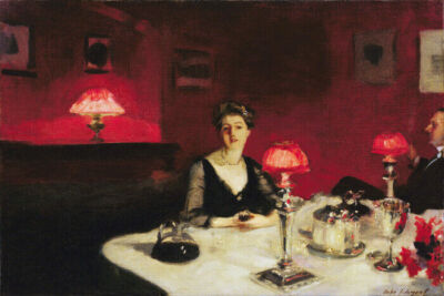 A DINNER TABLE AT NIGHT THE GLASS OF CLARET 1884 BY JOHN SINGER SARGENT REPRO 