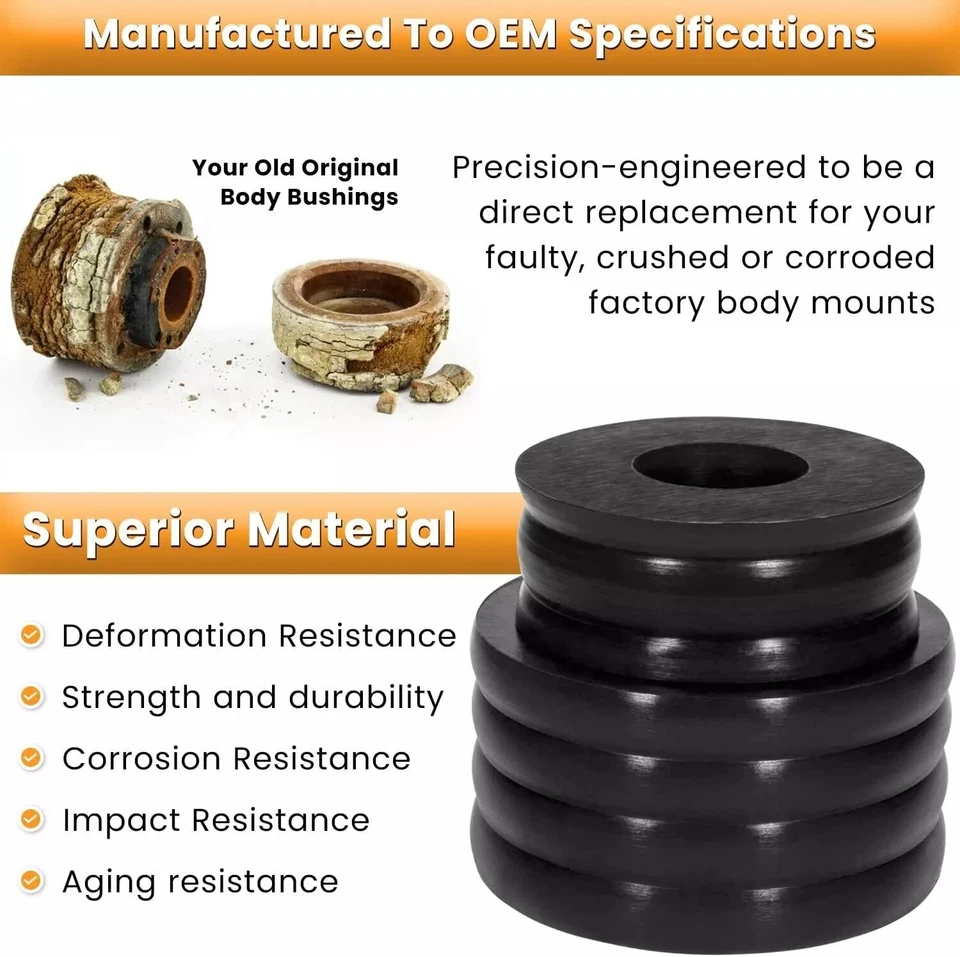 Kit de buchas de montagem na cabine carroceria KF04050BK compatível com 99-17 Ford F250 F350 Super Duty - Imagem 4 de 4