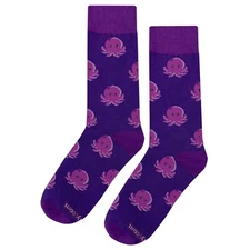 NWT UrpUrp Octopus Dress Socks Novelty Men 8-12 Purple Crazy Fun Sockfly