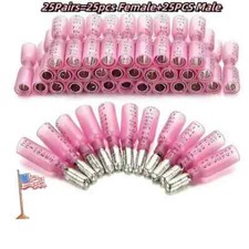 22-16 AWG Heat Shrink Bullet Wire Connectors Male Female Crimp Terminals 50Pcs