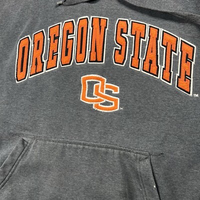 Vintage Coliseum OSU Oregan State Gray Long Sleeve Pullover Hoodie DISTRESSED