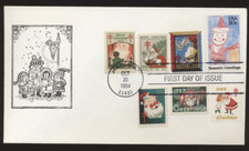 #2108 Christmas with/ 6 Vintage Xmas Seals Como Cachet Unaddressed FDC  LOT 1974