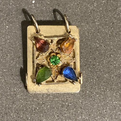 VINTAGE ESTATE STERLING SILVER JEWEL ENCRUSTED NOTEPAD PENDANT
