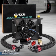 UNIVERSAL 25 ROW 10AN ALUMINUM ENGINE TRANSMISSION OIL COOLER KIT +7" BLACK FAN