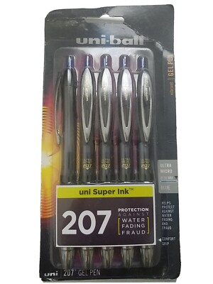 Uni-ball 207 Gelstifte – Ultra Micro Point 0,38 Mm, Schwarz, 5er-Pack, Wasserfest & Nachfüllbar