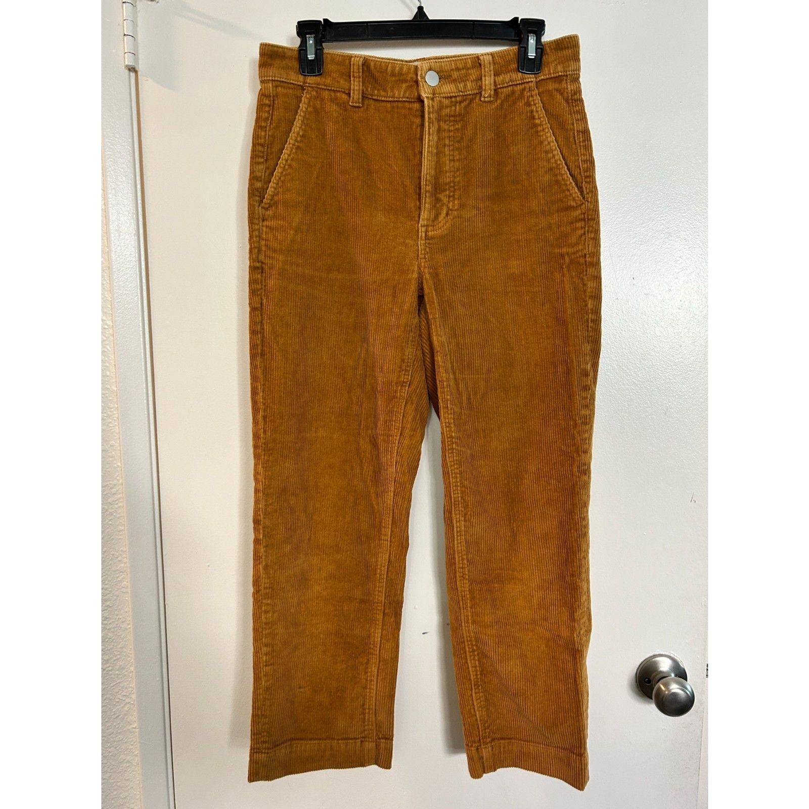 Everlane Women's Wide Leg Corduroy Pants Mustard Yellow Straight Crop