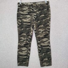 Pilcro And The Letterpress Women Pants 31 Green Camo Skinny Corduroy High Waist