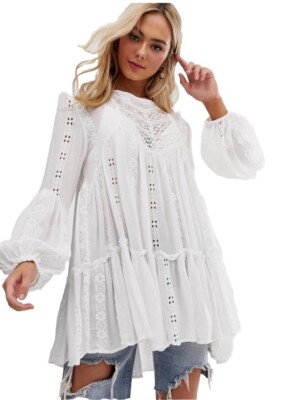 Free People White Lace Kiss Kiss Tunic Ivory M/128$ | eBay