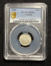 1901 Canada 10 Cents Silver PCGS MS63 Item#82