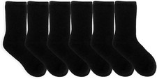 Robeez Children/Youth Socks Crew Length Cotton Breathable Comfort 6-Pack Black