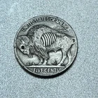 Hobo Nickel Buffalo Skeleton Handcarved Initialed and numbered by Artist