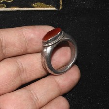 Genuine Antique Old Near Eastern Carnelian Stone Solid Silver Ring