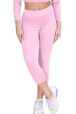 New Ladies Plain Gym Yoga Workout Slim Fit 3/4 Length Capri Pants Crop Leggings